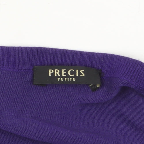 Precis Petite Women's Purple 3/4 Sleeve Open Knit Cardigan L