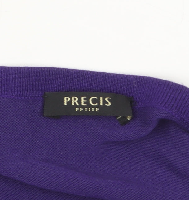 Precis Petite Women's Purple 3/4 Sleeve Open Knit Cardigan L