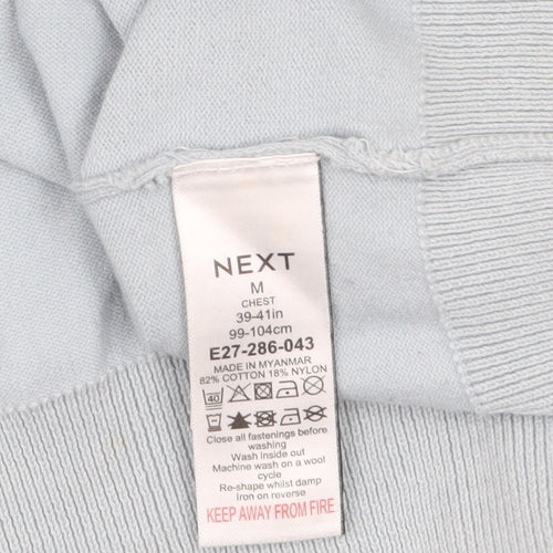Next Men's Blue Collared Henley Jumper Size M Cotton Blend