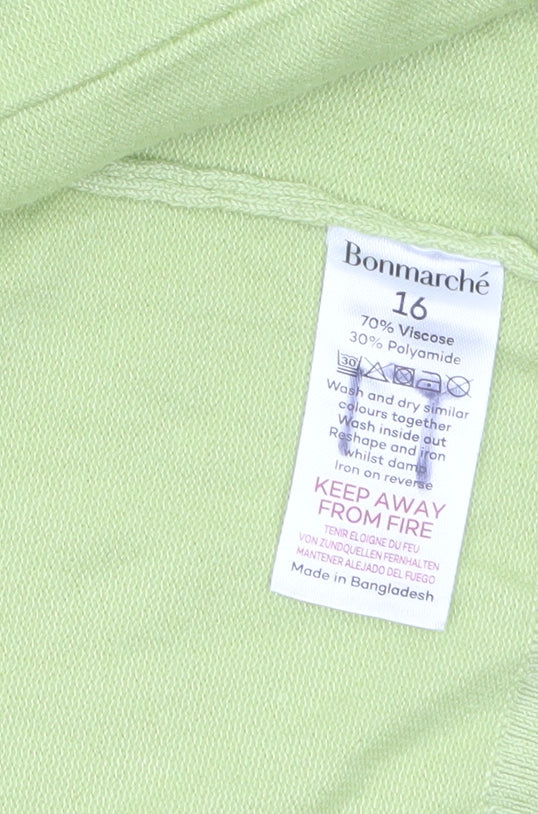 Bonmarché Women Green Cardigan Size 16 Long Sleeve Open Front