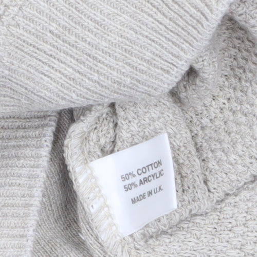 Fox & Crop Men's Beige Cotton Acrylic Crew Neck Jumper Size L