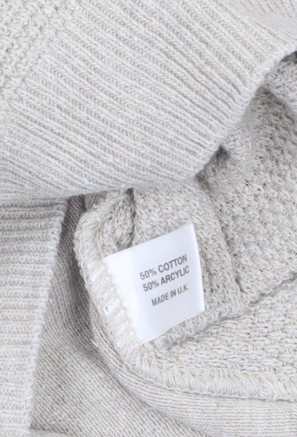 Fox & Crop Men's Beige Cotton Acrylic Crew Neck Jumper Size L