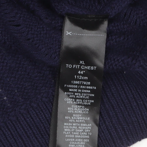 Topman Men’s Blue Collared Open-Knit Cotton Cardigan XL