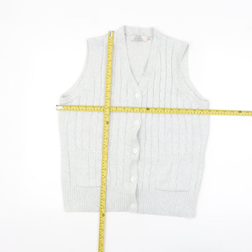 Honor Millburn Women’s Grey Cable-Knit Sleeveless Vest Jumper Size 14