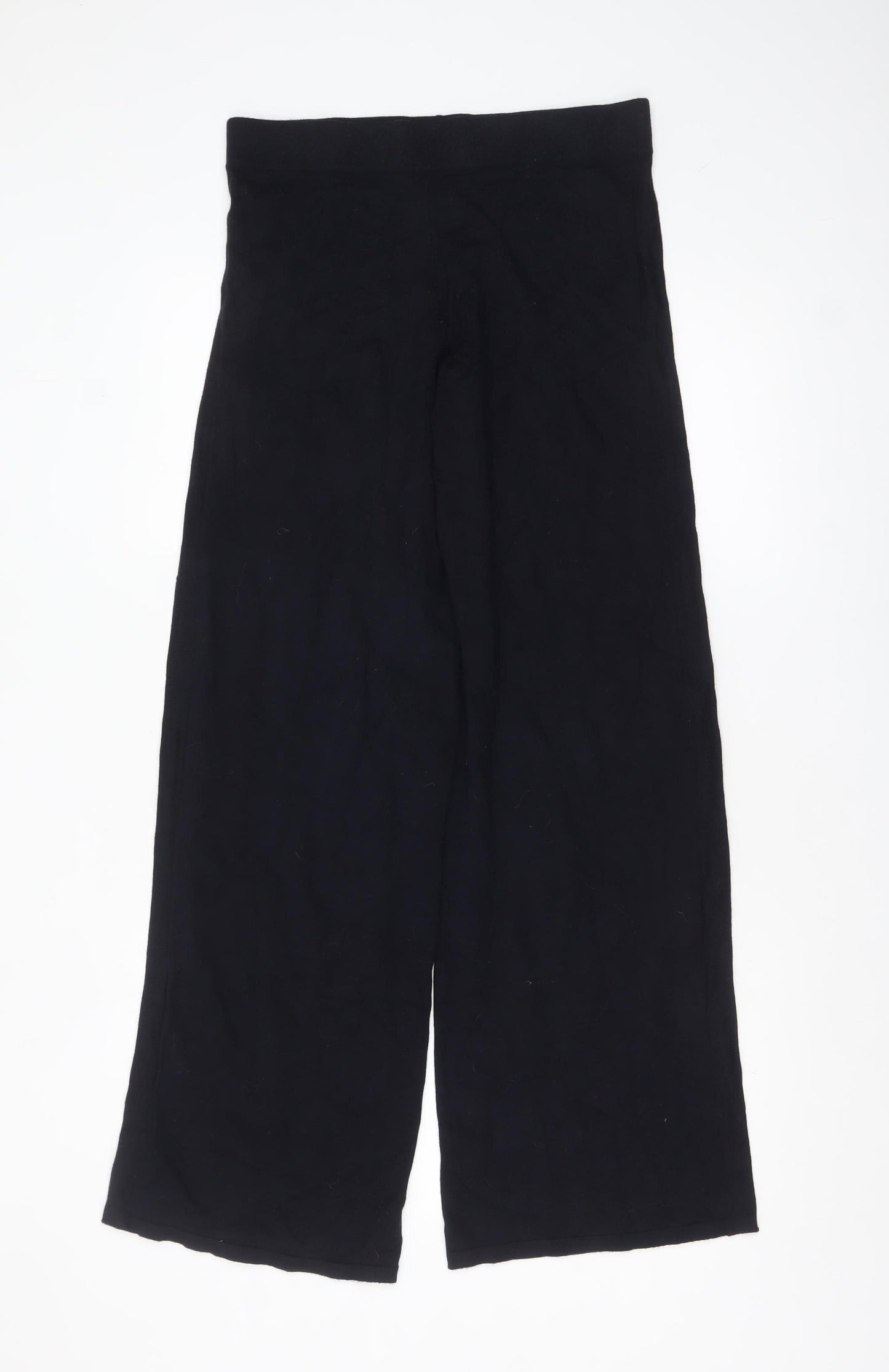 Mango Women’s Black Wide-Leg Stretch Jersey Trousers Size M