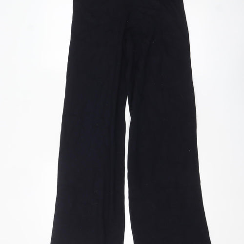 Mango Women’s Black Wide-Leg Stretch Jersey Trousers Size M
