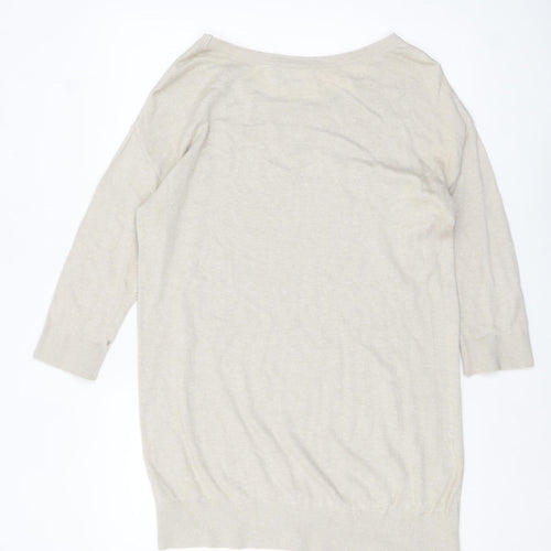 Wallis Womens Beige Butterfly Pullover Jumper M 3/4 Sleeve Cotton Blend