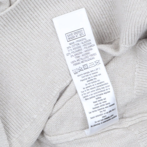 Wallis Womens Beige Butterfly Pullover Jumper M 3/4 Sleeve Cotton Blend