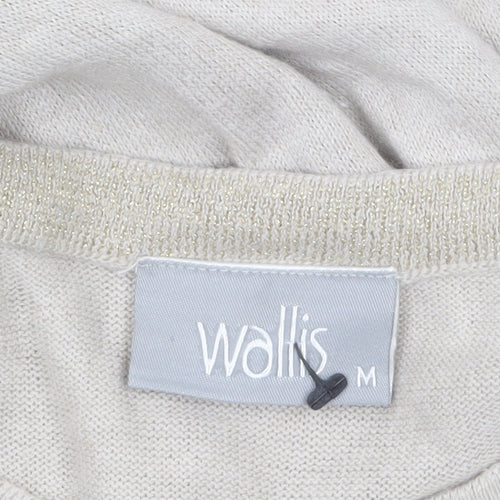 Wallis Womens Beige Butterfly Pullover Jumper M 3/4 Sleeve Cotton Blend