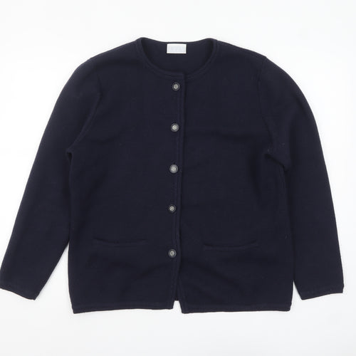 Cotswold Collections Women's Blue Merino Wool Long Sleeve Cardigan L