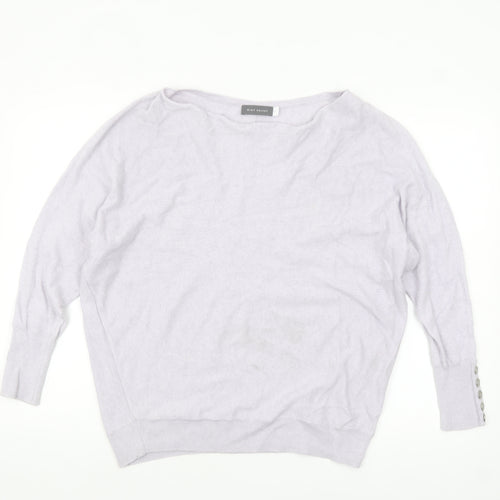 Mint Velvet Womens Ivory Size 12 Relaxed Boat Neck Button Sleeve Jumper