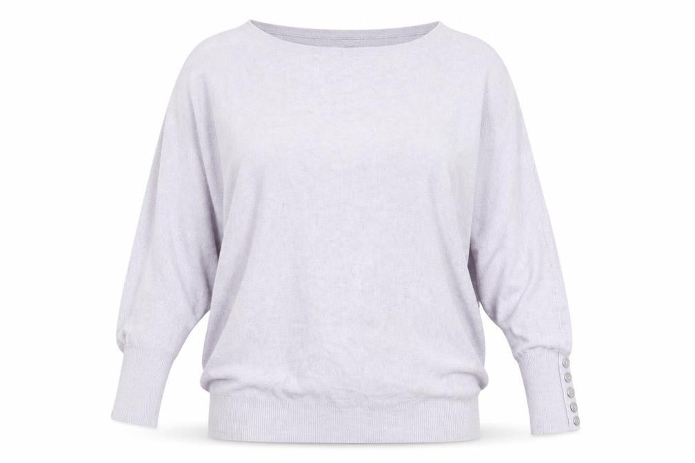 Mint Velvet Womens Ivory Size 12 Relaxed Boat Neck Button Sleeve Jumper