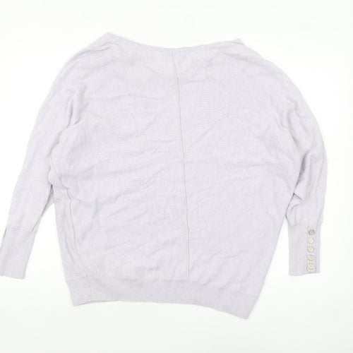 Mint Velvet Womens Ivory Size 12 Relaxed Boat Neck Button Sleeve Jumper