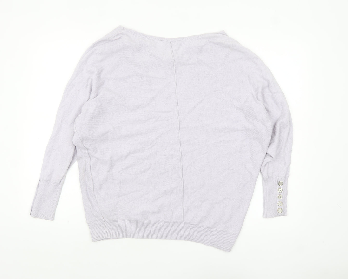 Mint Velvet Womens Ivory Size 12 Relaxed Boat Neck Button Sleeve Jumper