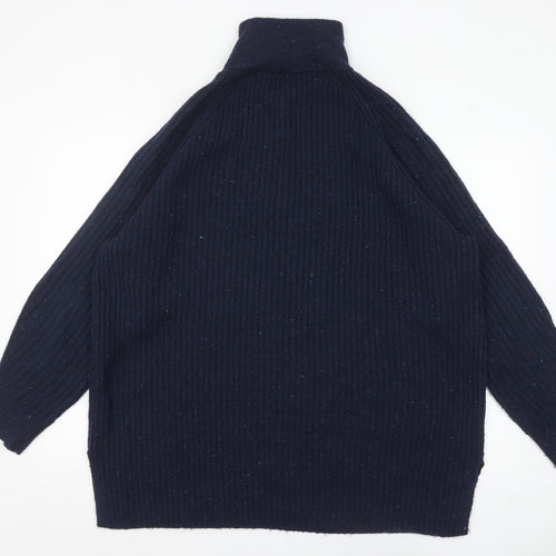 Marks and Spencer Women's Navy XL Half Zip Rib Knit Jumper