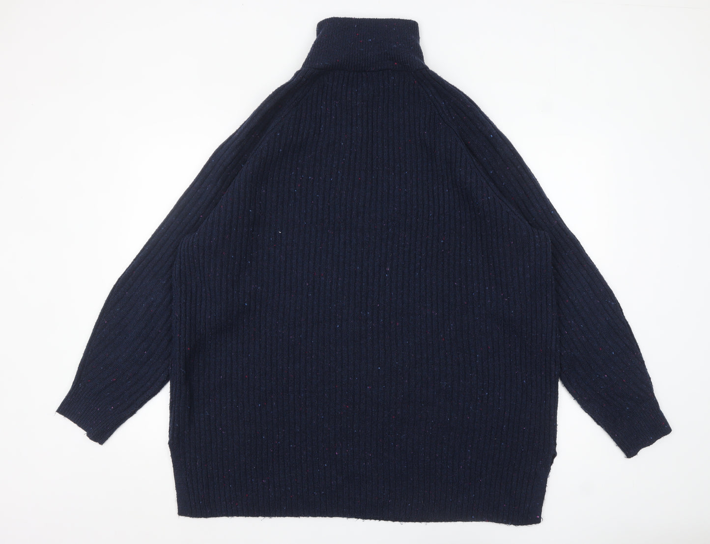 Marks and Spencer Women's Navy XL Half Zip Rib Knit Jumper