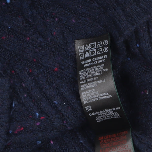 Marks and Spencer Women's Navy XL Half Zip Rib Knit Jumper