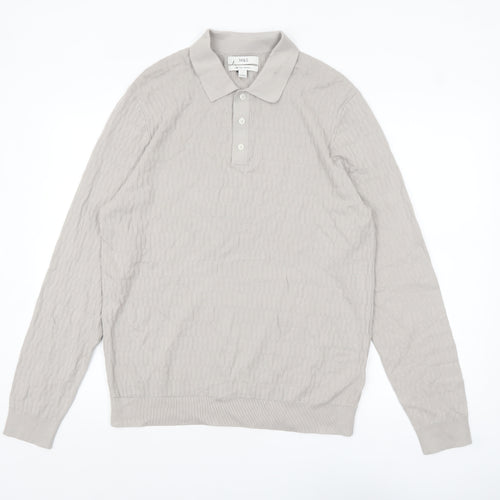 Marks and Spencer Mens Beige Cotton Modal Collared Henley Jumper L
