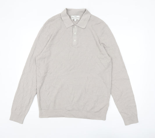 Marks and Spencer Mens Beige Cotton Modal Collared Henley Jumper L