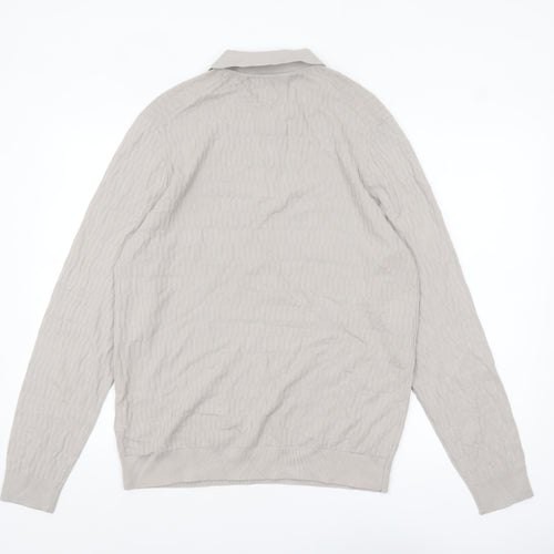 Marks and Spencer Mens Beige Cotton Modal Collared Henley Jumper L