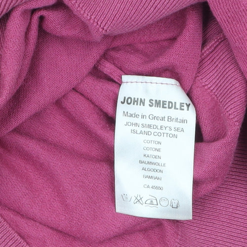 John Smedley Womens Pink Cotton 3/4 Sleeve Scoop Neck Jumper L