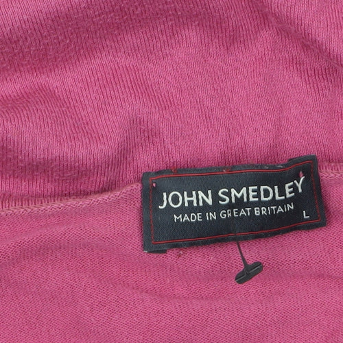 John Smedley Womens Pink Cotton 3/4 Sleeve Scoop Neck Jumper L