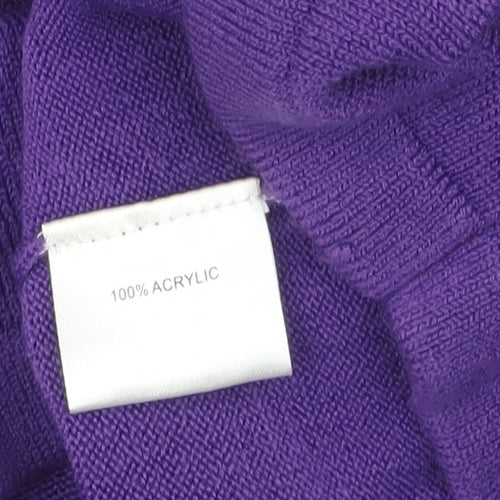 Yours Women Purple V-Neck Long Sleeve Plus Size 26/28 Acrylic Jumper