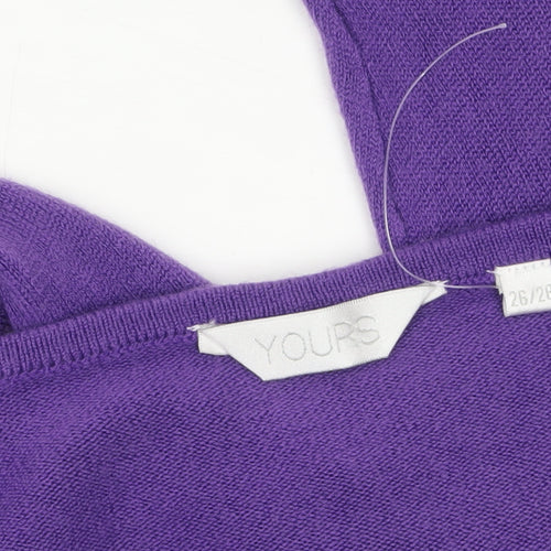 Yours Women Purple V-Neck Long Sleeve Plus Size 26/28 Acrylic Jumper