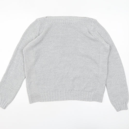 Marks and Spencer Women Grey Chunky Knit Wool Pullover Jumper UK 18