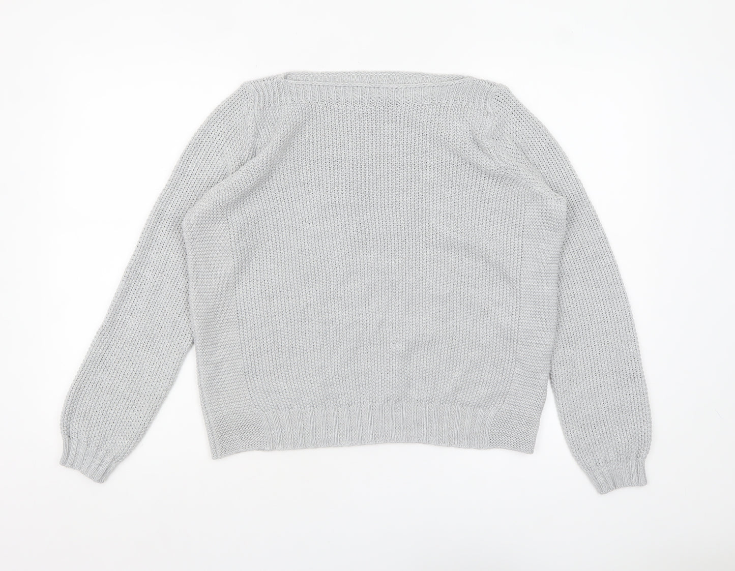 Marks and Spencer Women Grey Chunky Knit Wool Pullover Jumper UK 18