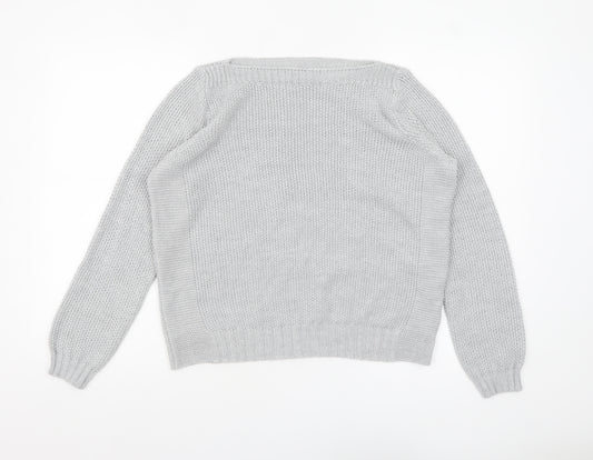 Marks and Spencer Women Grey Chunky Knit Wool Pullover Jumper UK 18