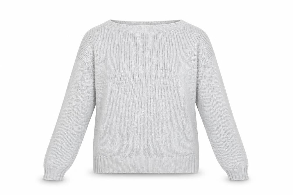 Front view of Marks & Spencer Women Grey Chunky Knit Wool jumper UK 18