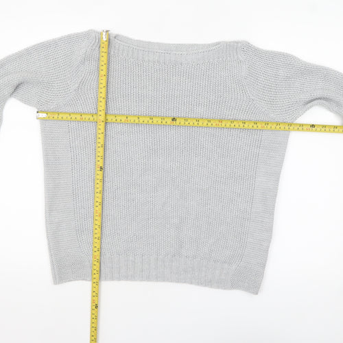 Marks and Spencer Women Grey Chunky Knit Wool Pullover Jumper UK 18