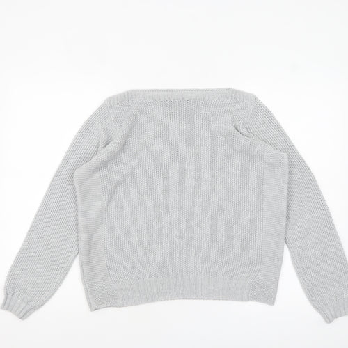 Marks and Spencer Women Grey Chunky Knit Wool Pullover Jumper UK 18