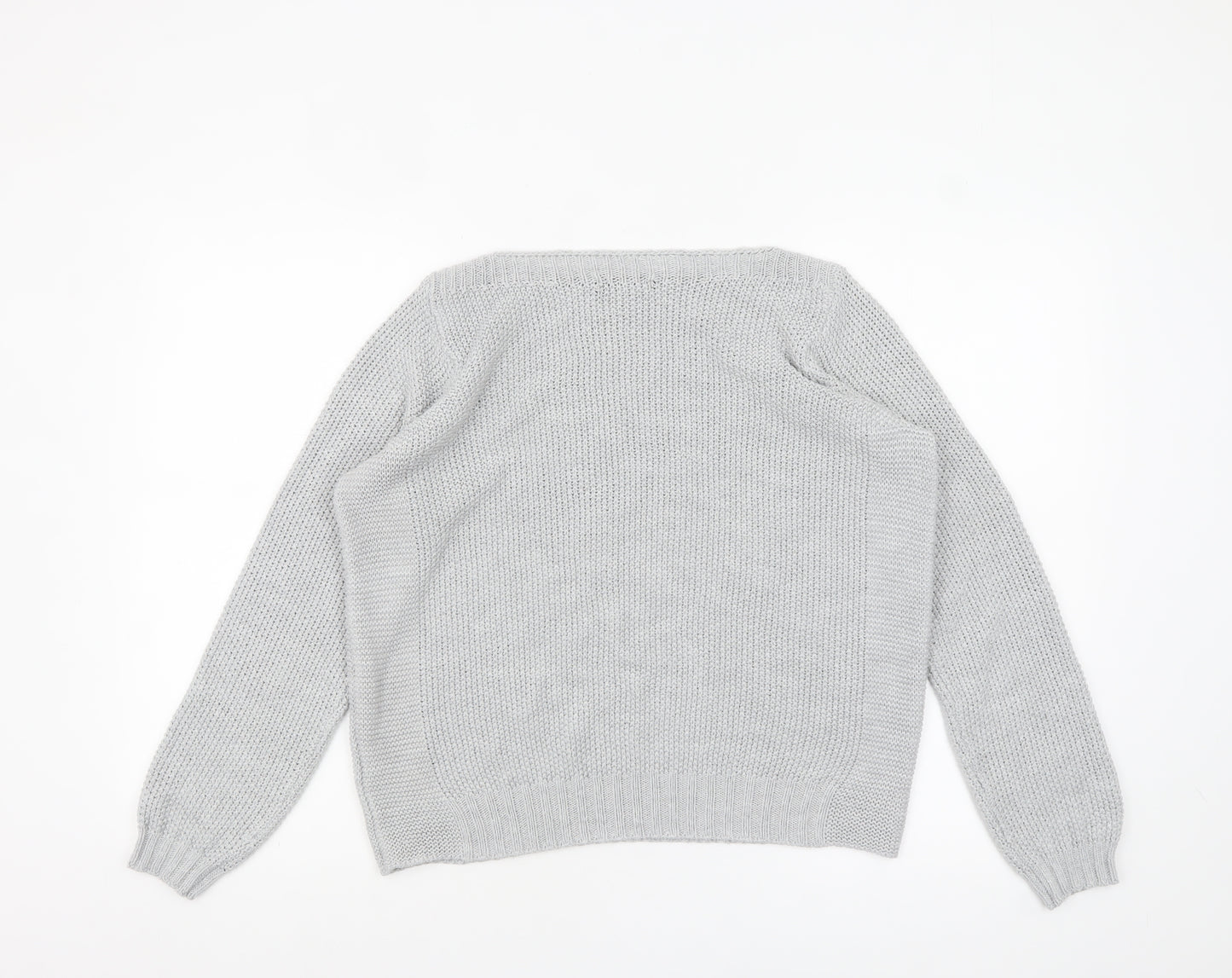 Marks and Spencer Women Grey Chunky Knit Wool Pullover Jumper UK 18