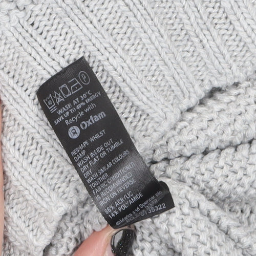 Marks and Spencer Women Grey Chunky Knit Wool Pullover Jumper UK 18