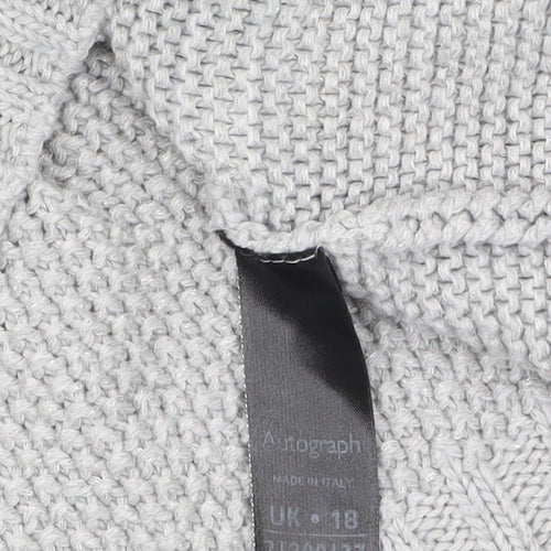 Marks and Spencer Women Grey Chunky Knit Wool Pullover Jumper UK 18