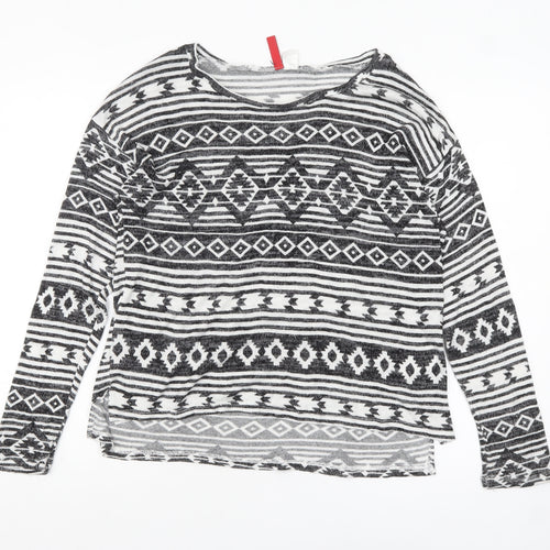 H&M Divided Women's Black Geometric Pattern Jumper Size 12