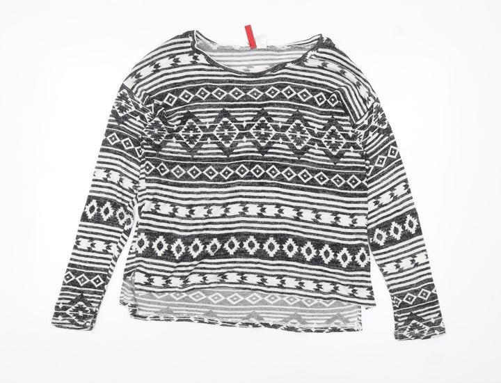 H&M Divided Women's Black Geometric Pattern Jumper Size 12