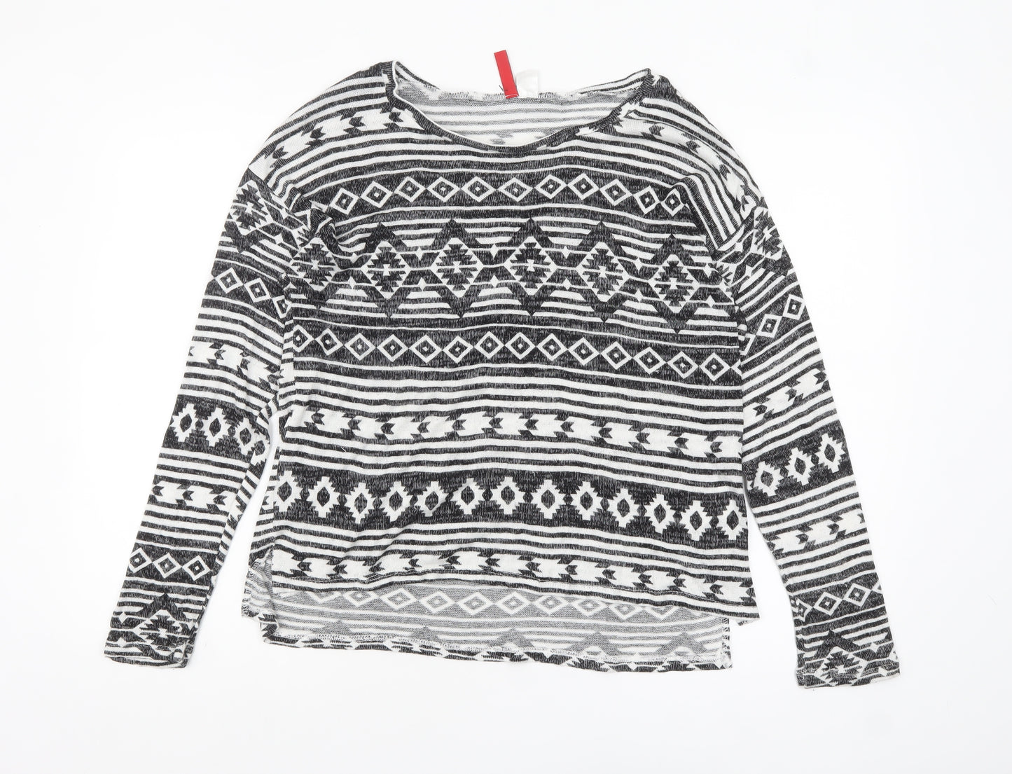 H&M Divided Women's Black Geometric Pattern Jumper Size 12