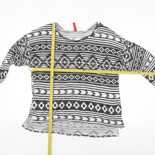 H&M Divided Women's Black Geometric Pattern Jumper Size 12