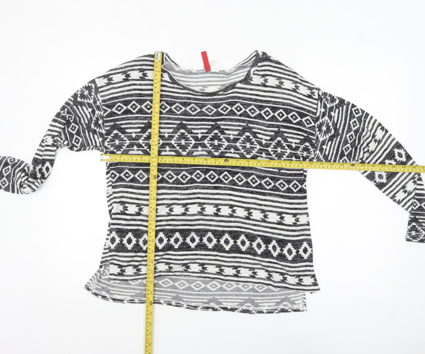 H&M Divided Women's Black Geometric Pattern Jumper Size 12