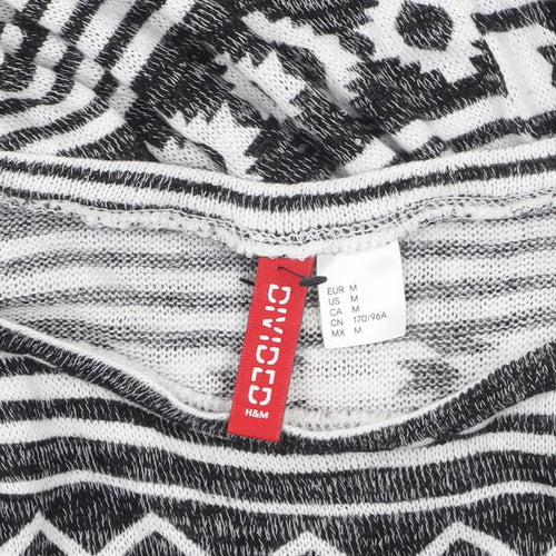H&M Divided Women's Black Geometric Pattern Jumper Size 12