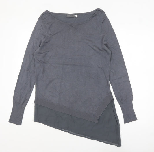 Mint Velvet Women's Grey Size 10 Asymmetric Hem Pullover Jumper