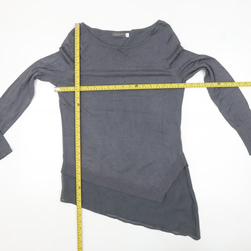 Mint Velvet Women's Grey Size 10 Asymmetric Hem Pullover Jumper