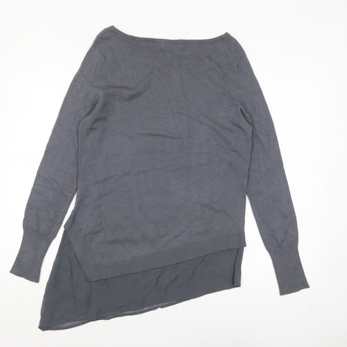 Mint Velvet Women's Grey Size 10 Asymmetric Hem Pullover Jumper