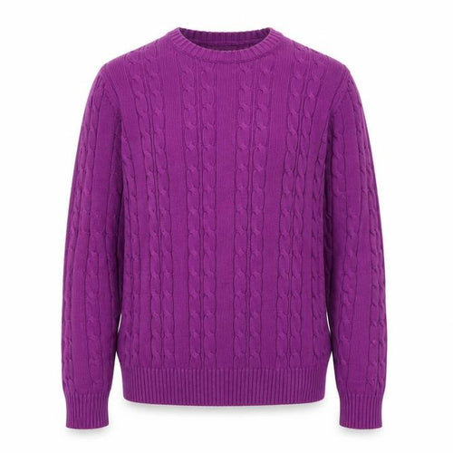 Marks and Spencer Men's Purple Cable-Knit Cotton Jumper M Regular Fit