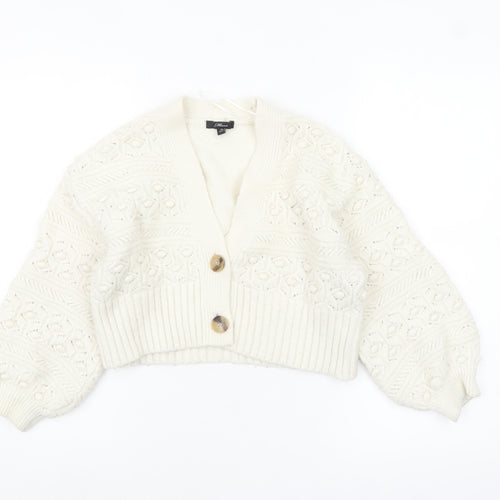 Mavi Women's Ivory Chunky-Knit V-Neck Button Cardigan XS