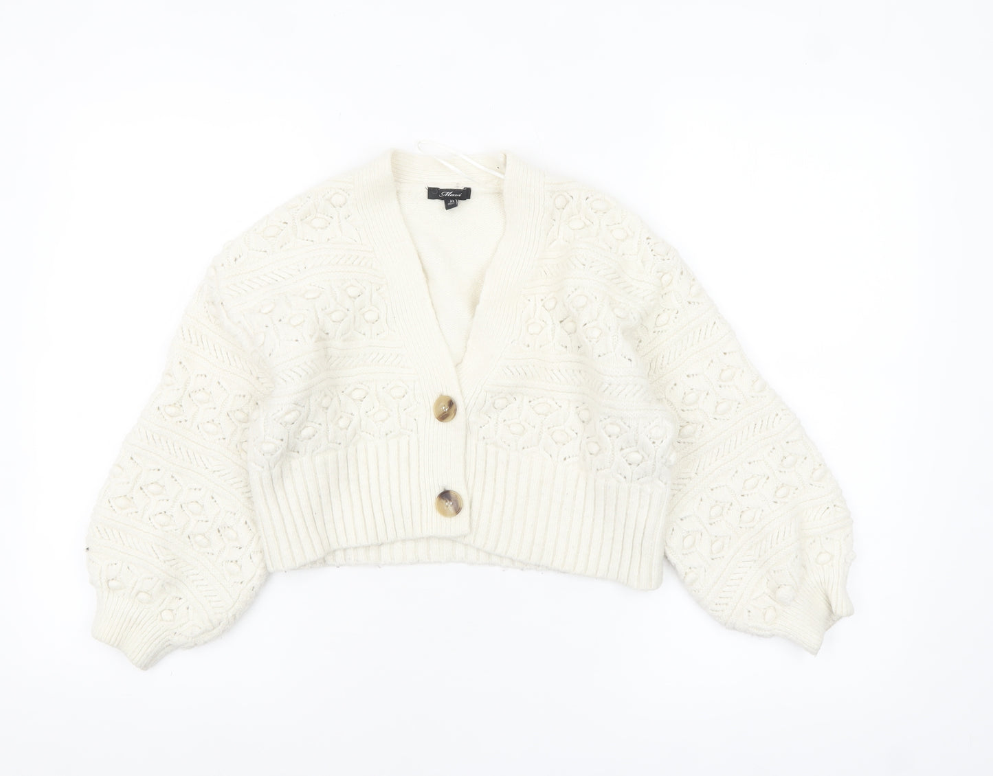 Mavi Women's Ivory Chunky-Knit V-Neck Button Cardigan XS