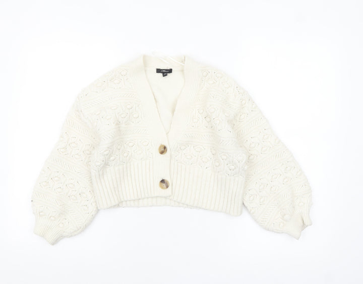 Mavi Women's Ivory Chunky-Knit V-Neck Button Cardigan XS